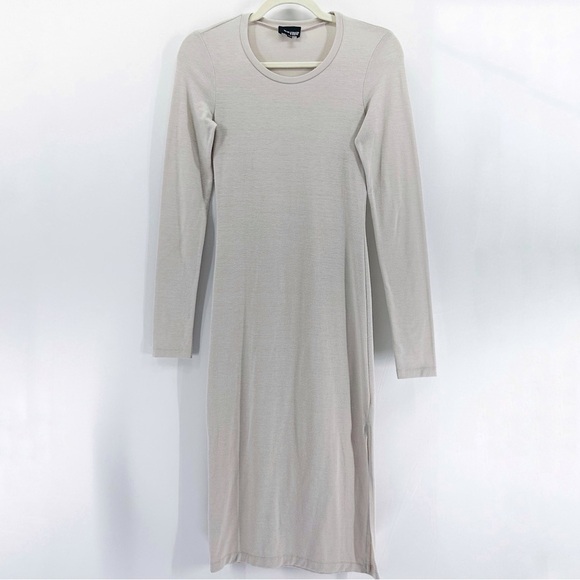 Aritzia Wilfred Free Gray Long Sleeve Midi T-Shirt Midi Dress Slit Small - Picture 1 of 7